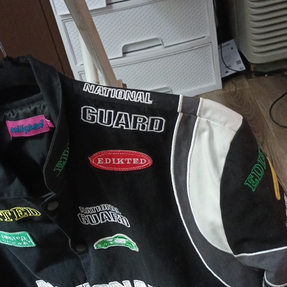 Edikted Black and White National Guard Bomber Jacket - Picture 7 of 10